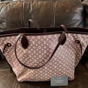 Louis Vuitton Burgundy Monogram Mini Lin Idylle Neverfull MM Tote 10lv1101